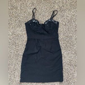 Black Sequins Bustier Bodycon Dress